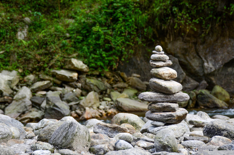 Stack of stones in a forest.